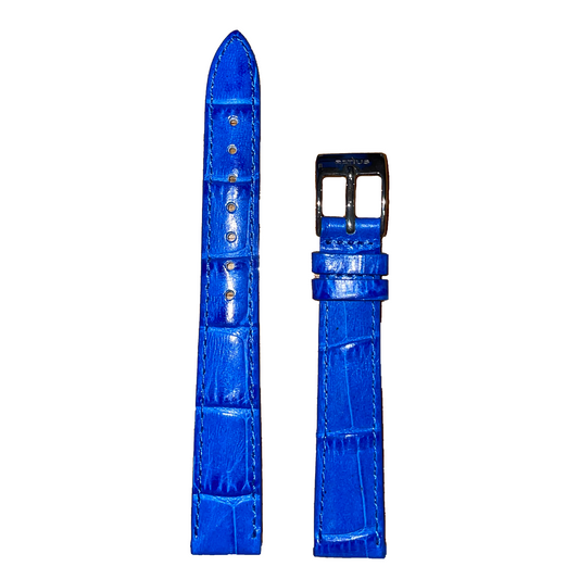 Horlogeband - 14mm - Fel blauw - Echt leer