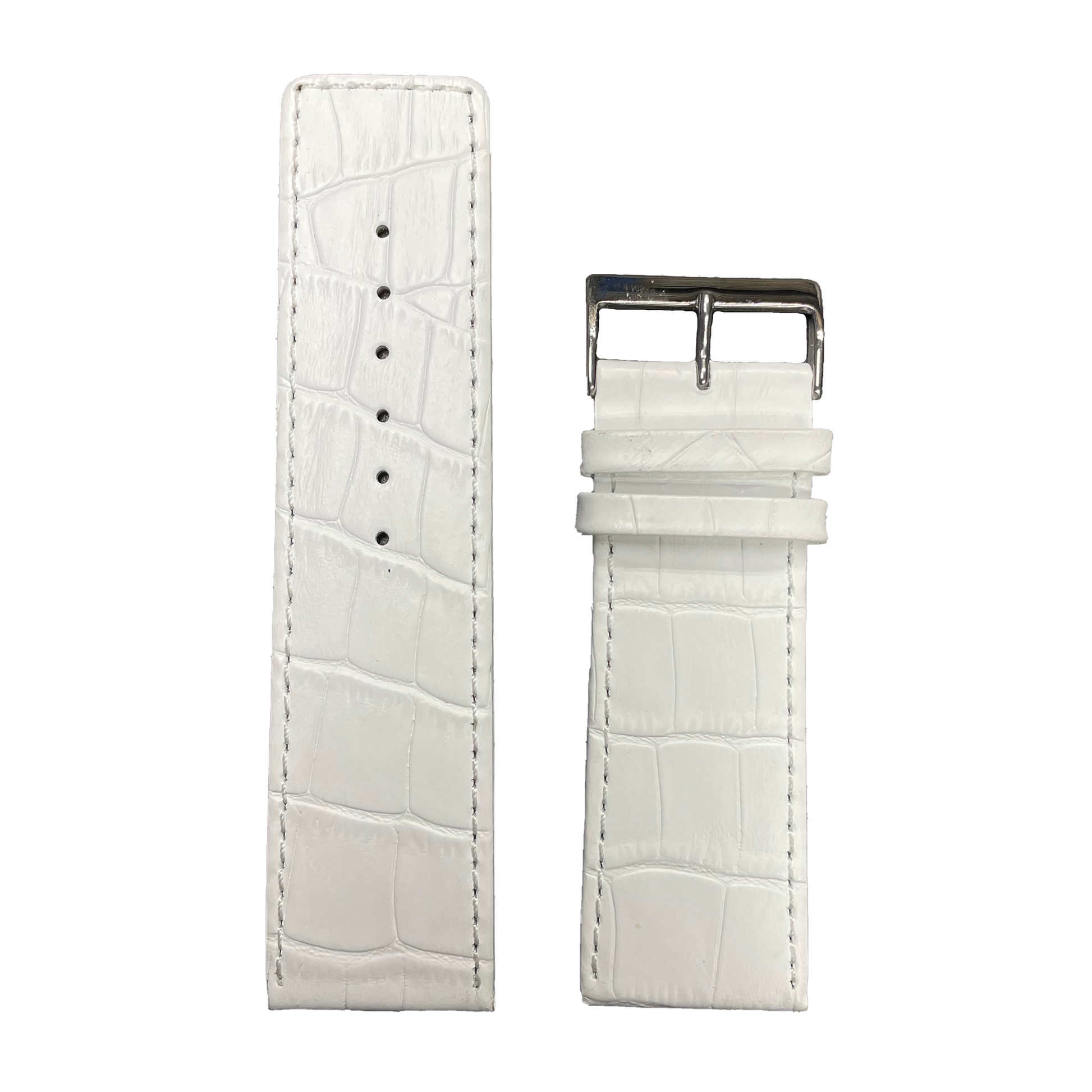 Horlogeband - 30 mm - Wit - Echt leer
