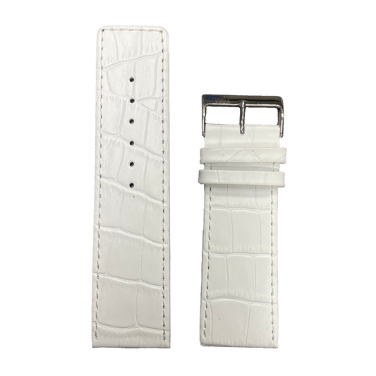 Horlogeband - 30 mm - Wit - Echt leer