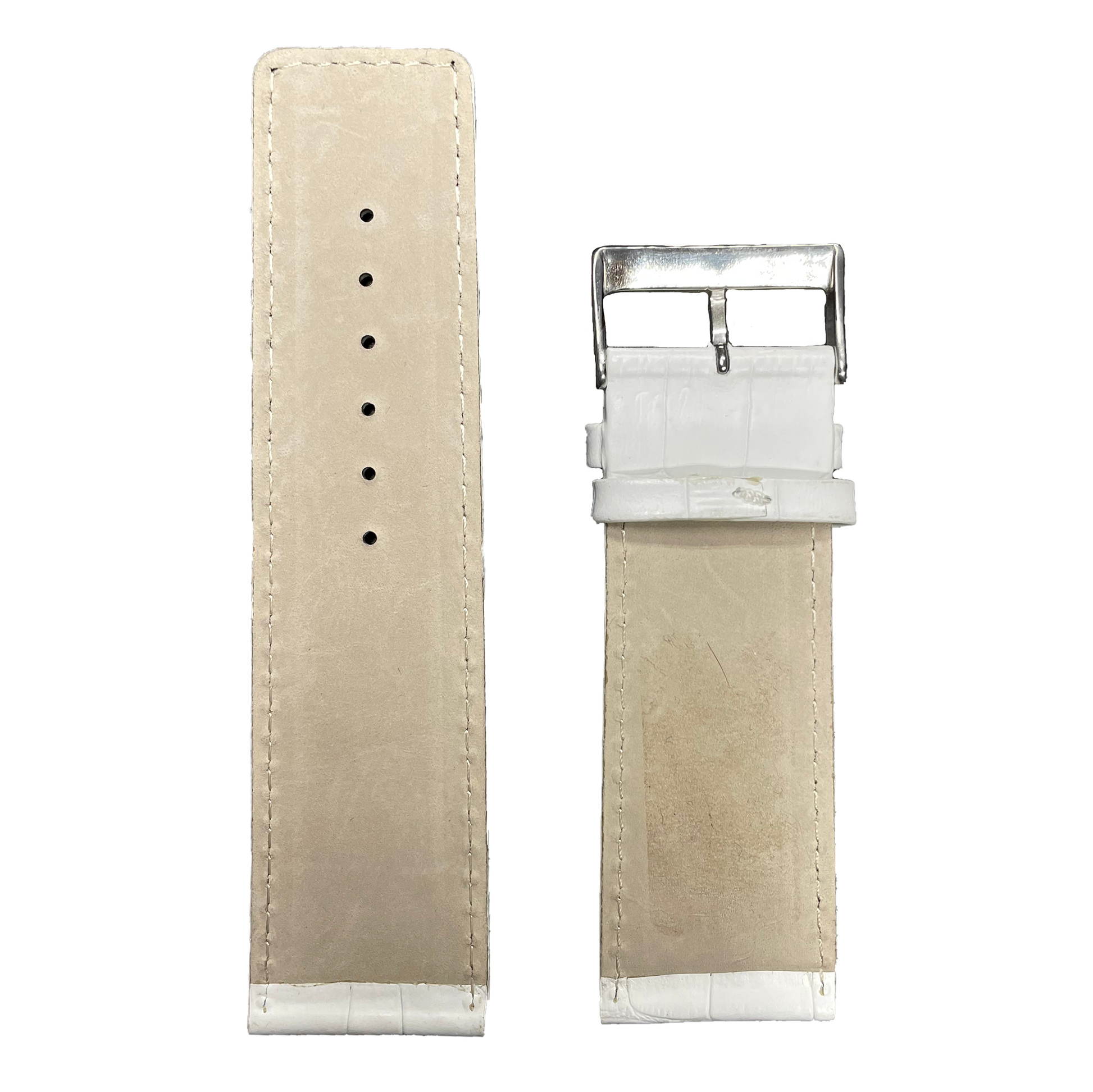 Horlogeband - 30 mm - Wit - Echt leer