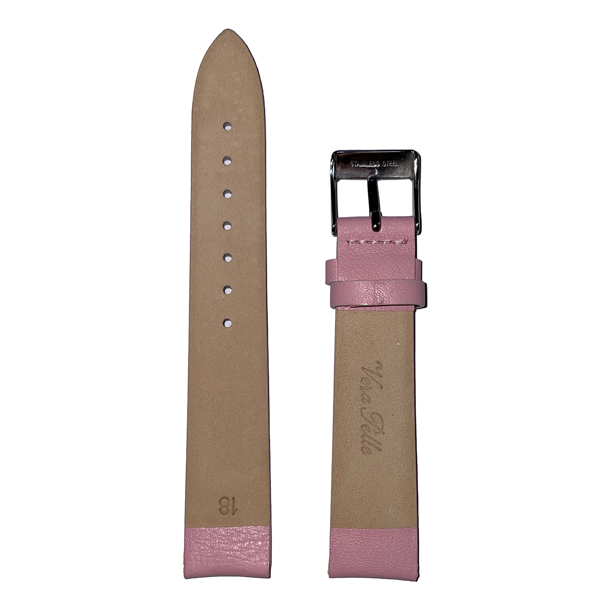 Horlogeband - 18mm - Roze - Echt leer