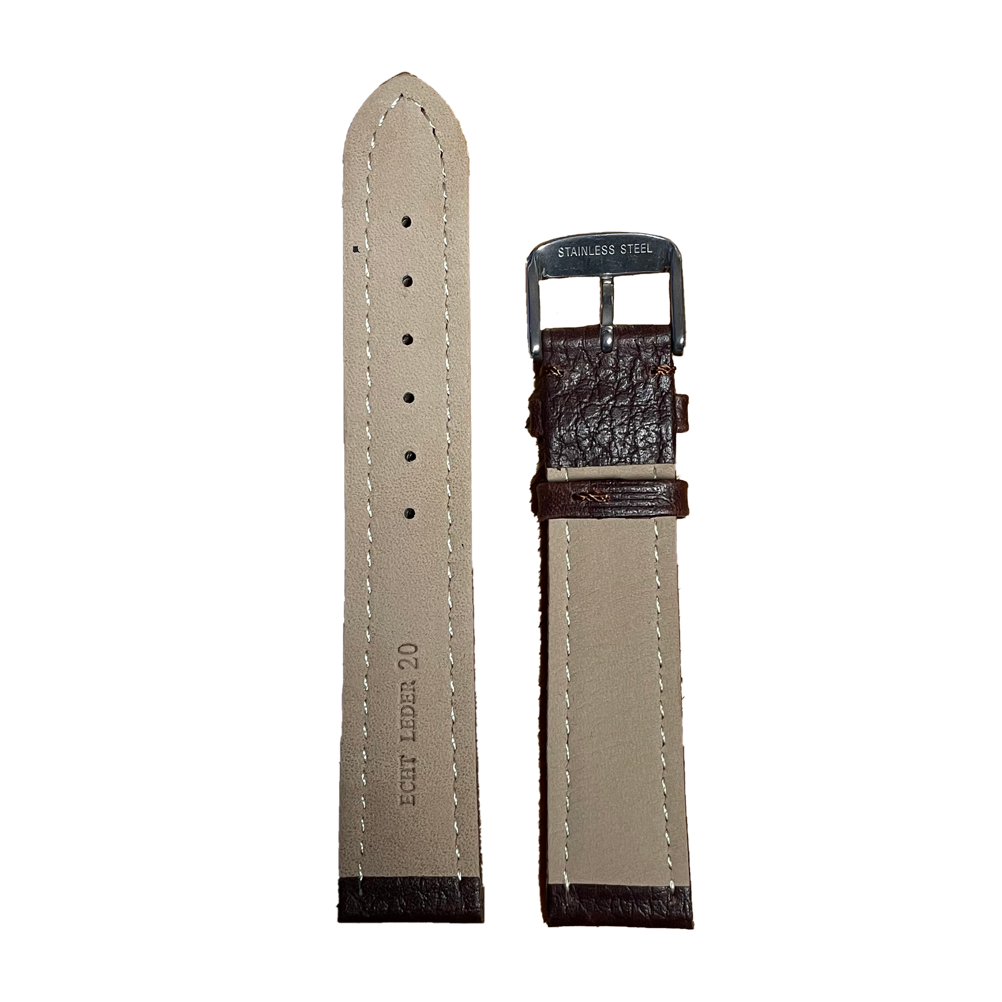 Horlogeband - 20mm - Bruin - Echt leer