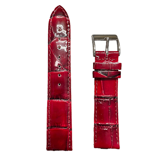 Horlogeband - 20 mm - Glans rood - Echt leer