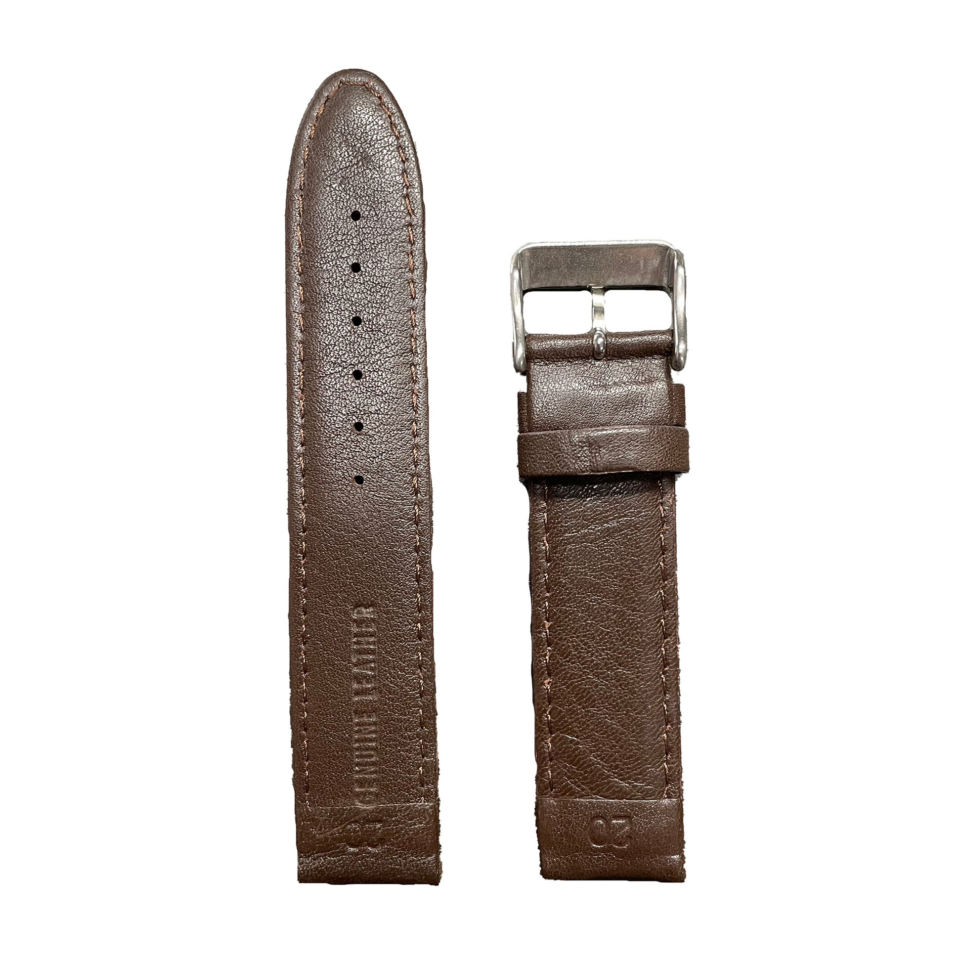 Horlogeband - 20 mm - Bruin - Echt leer