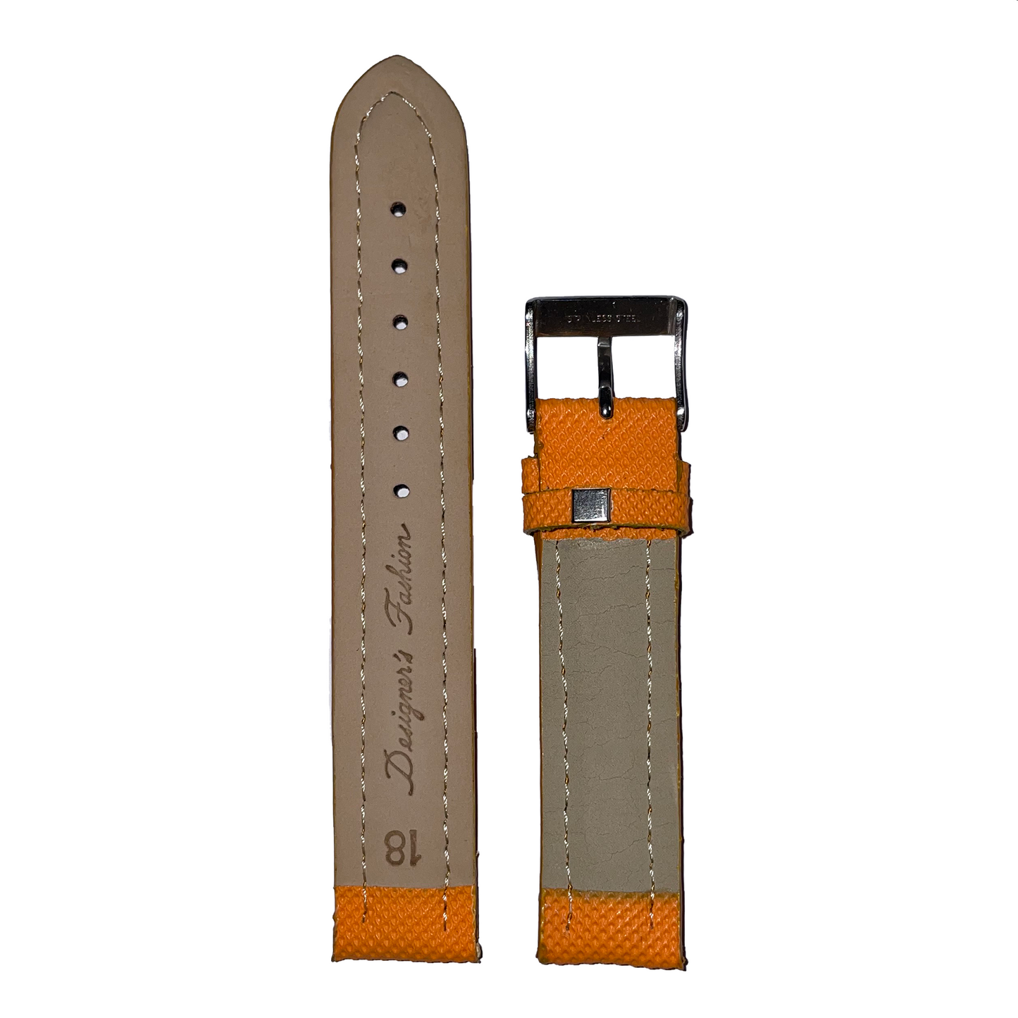 Horlogeband - 18mm - Oranje - Echt leer