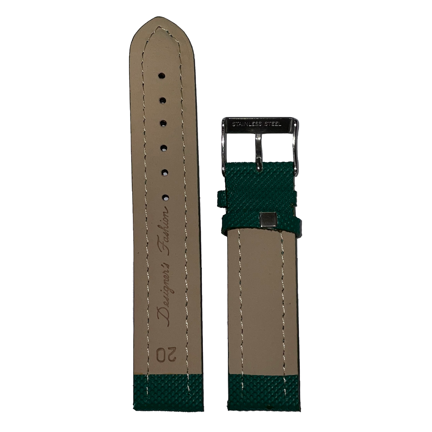 Horlogeband - 20mm - Groen - Echt leer